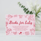 Hand Drawn Valentine Baby Shower Books For Baby Begleitkarte (Stehend Vorderseite)
