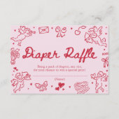 Hand Drawn Valentine Baby Shower Diaper Raffle Begleitkarte (Vorderseite)