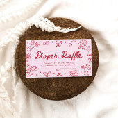 Hand Drawn Valentine Baby Shower Diaper Raffle Begleitkarte