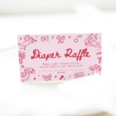 Hand Drawn Valentine Baby Shower Diaper Raffle Begleitkarte