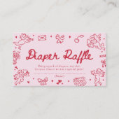 Hand Drawn Valentine Baby Shower Diaper Raffle Begleitkarte (Vorderseite)