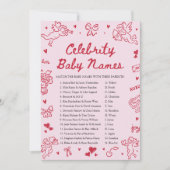 Hand Drawn Valentine Celebrity Baby Name Game Einladung (Vorderseite)