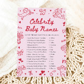 Hand Drawn Valentine Celebrity Baby Name Game Einladung