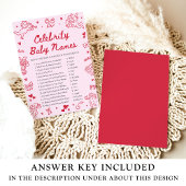 Hand Drawn Valentine Celebrity Baby Name Game Einladung