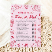 Hand Drawn Valentine Guess Who Mom or Dad Game Einladung