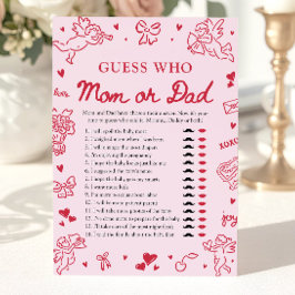 Hand Drawn Valentine Guess Who Mom or Dad Game Einladung