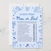 Hand Drawn Valentine Guess Who Mom or Dad Game Einladung (Vorderseite)
