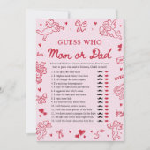 Hand Drawn Valentine Guess Who Mom or Dad Game Einladung (Vorderseite)