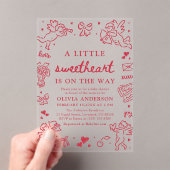 Hand Drawn Valentine Little Sweetheart Baby Shower Acryleinladungen (Insitu (Handheld))