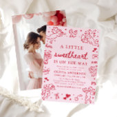 Hand Drawn Valentine Little Sweetheart Baby Shower Einladung