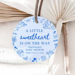 Hand Drawn Valentine Little Sweetheart Baby Shower Geschenkanhänger