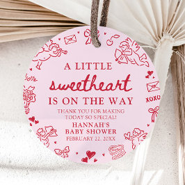 Hand Drawn Valentine Little Sweetheart Baby Shower Geschenkanhänger