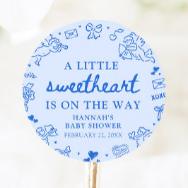 Hand Drawn Valentine Little Sweetheart Baby Shower Runder Aufkleber