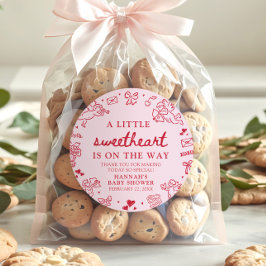 Hand Drawn Valentine Little Sweetheart Baby Shower Runder Aufkleber