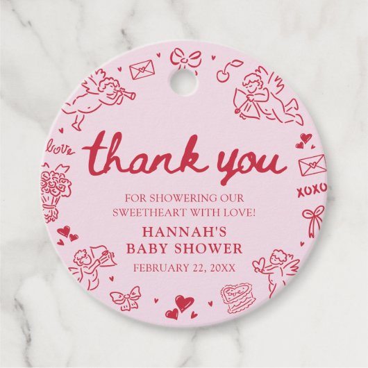 Hand Drawn Valentine Little Sweetheat Baby Shower Geschenkanhänger (Vorderseite)