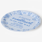 Hand Drawn Valentine Little Sweetheat Baby Shower Pappteller (Schrägansicht)