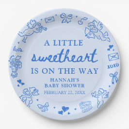 Hand Drawn Valentine Little Sweetheat Baby Shower Pappteller