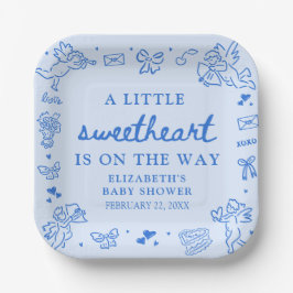 Hand Drawn Valentine Little Sweetheat Baby Shower Pappteller