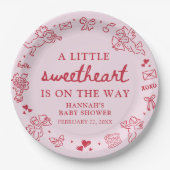 Hand Drawn Valentine Little Sweetheat Baby Shower Pappteller (Vorderseite)