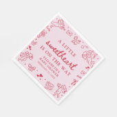 Hand Drawn Valentine Little Sweetheat Baby Shower Serviette (Ecke)
