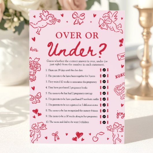 Hand Drawn Valentine Over Or Under Baby Shower Einladung