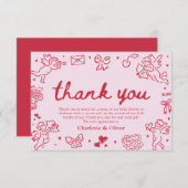 Hand Drawn Valentine Sweetheart Thank you card Dankeskarte (Vorne/Hinten)