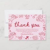 Hand Drawn Valentine Sweetheart Thank you card Dankeskarte (Vorderseite)