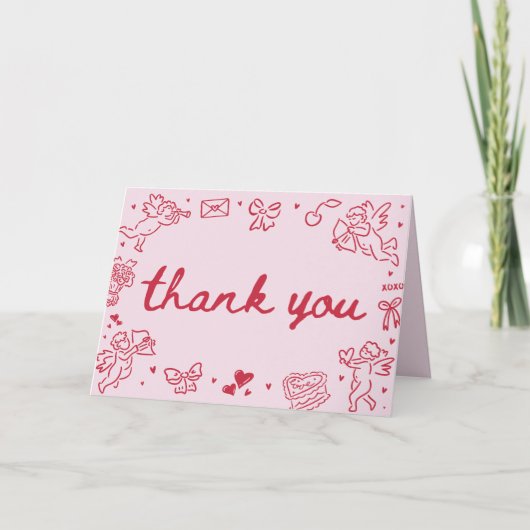 Hand Drawn Valentine Sweetheart Thank you card Dankeskarte (Vorderseite)