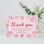 Hand Drawn Valentine Sweetheart Thank you card Einladung (Stehend Vorderseite)