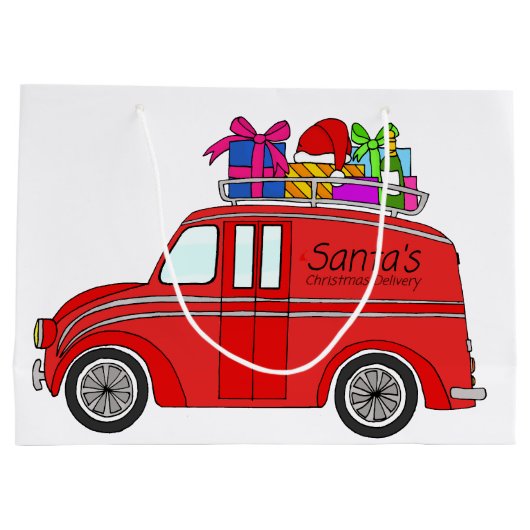 Hand drawn vintage Christmas Große Geschenktüte (Rückseite)