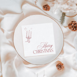 Hand Drawn Vintage Red Christmas Party Serviette