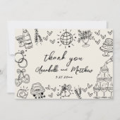 Hand Drawn Vintage Wedding Dankeskarte (Vorderseite)