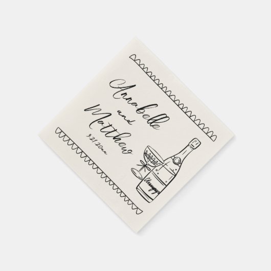 Hand Drawn Vintage Wedding Serviette (Ecke)