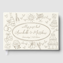 Hand Drawn Vintage Whimsical Wedding Guest Book