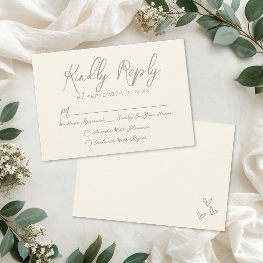  Hand Drawn Vintage Whimsical Wedding RSVP Karte