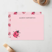 Hand-Drawn Watercolor Ladybug Whimsical Insect Mitteilungskarte (Vorderseite/Rückseite Beispiel)