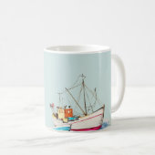hand drawn watercolor sailboat illustrationsailboa kaffeetasse (VorderseiteRechts)