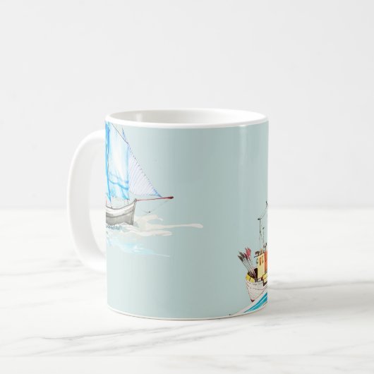 hand drawn watercolor sailboat illustrationsailboa kaffeetasse (Vorderseite Links)