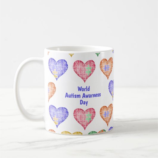 Hand Drawn Watercolor World Autism Awareness Day Kaffeetasse (Links)