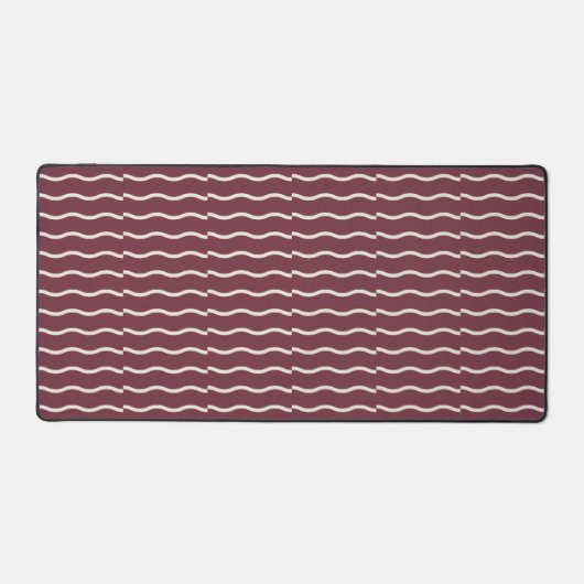 Hand-Drawn Wavy Ticking Stripe | Deep Burgundy Schreibtischunterlage (Vorderseite)