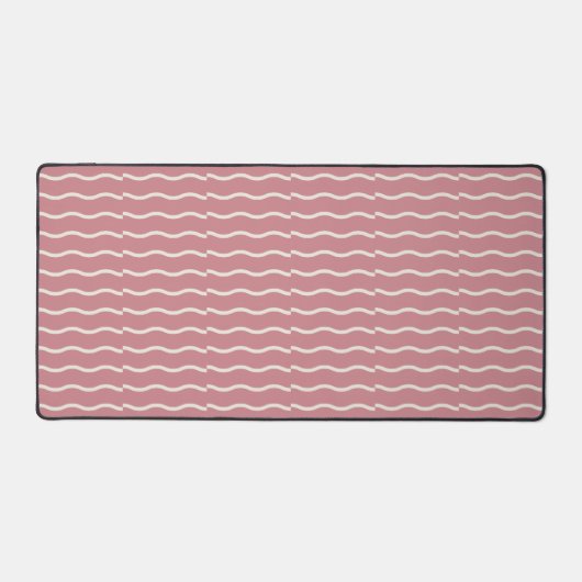 Hand-Drawn Wavy Ticking Stripe | Dusty Rose Schreibtischunterlage (Vorderseite)
