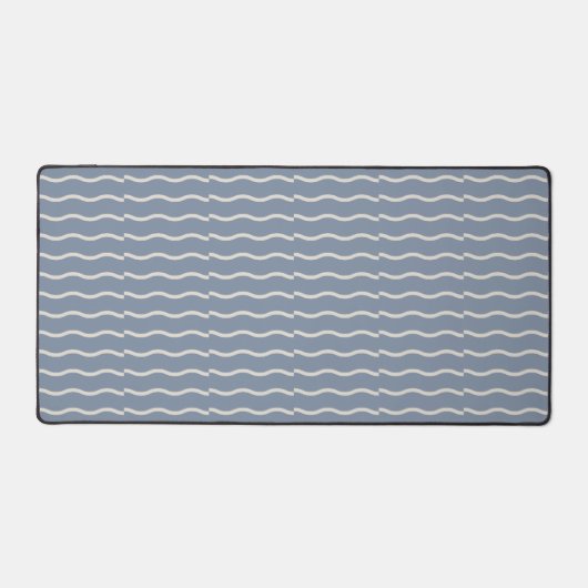 Hand-Drawn Wavy Ticking Stripe | Faded Blue Schreibtischunterlage (Vorderseite)
