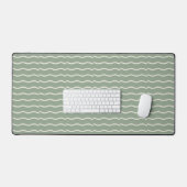 Hand-Drawn Wavy Ticking Stripe | Pale Sage Schreibtischunterlage (Tastatur & Maus)