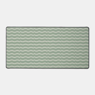 Hand-Drawn Wavy Ticking Stripe | Pale Sage Schreibtischunterlage