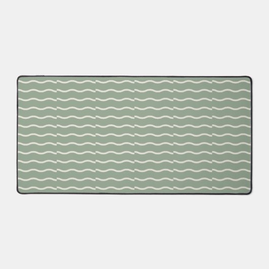 Hand-Drawn Wavy Ticking Stripe | Pale Sage Schreibtischunterlage (Vorderseite)