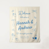 Hand Drawn Wedding Backdrop Tapestry Wandteppich (Vorderseite)