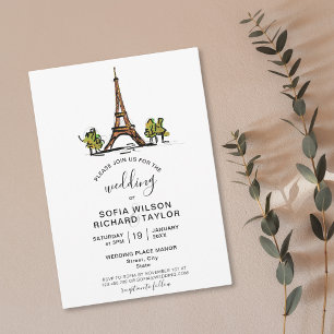 Hand Drawn Wedding Destination Paris Eiffelturm Einladung
