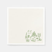 Hand Drawn Wedding Food Initials Serviette (Vorderseite)