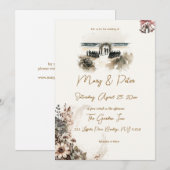 Hand drawn wedding invitation floral beach einladung (Vorne/Hinten)
