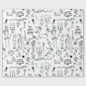 hand drawn wedding marriage bridal toile geschenkpapier (Flach)